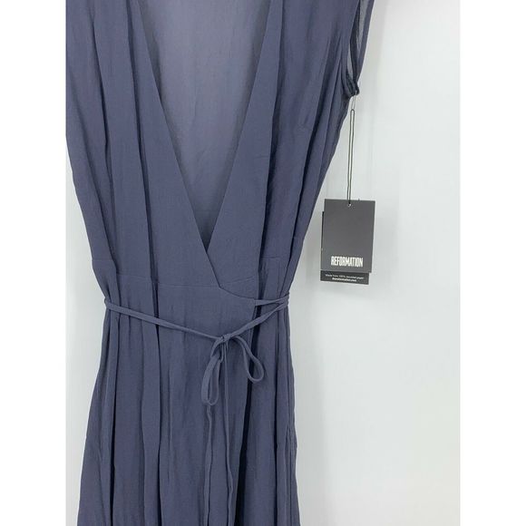 Reformation dress XS Mollie Indigo Blue Midi Wrap - Picture 2 of 8